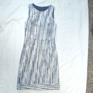 J. Crew Navy and White Textured Midi Dress